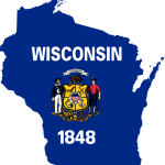 Flag of Wisconsin on the state of wisconsin